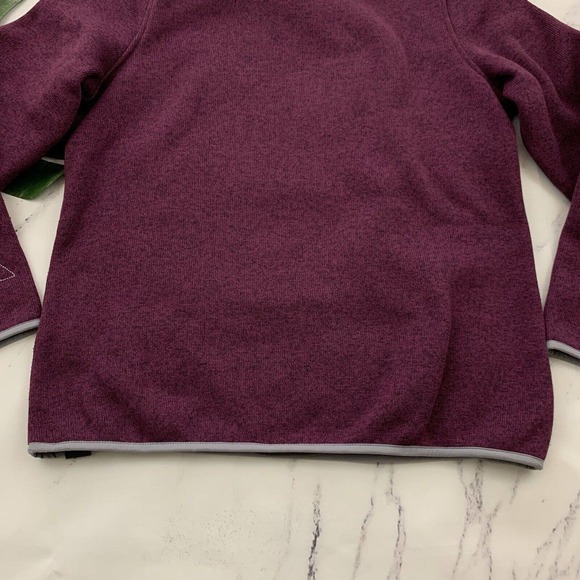 LL Bean Womens Sweater Pullover Size M Fleece Snap Trim Dark Purple Gray - Picture 11 of 11